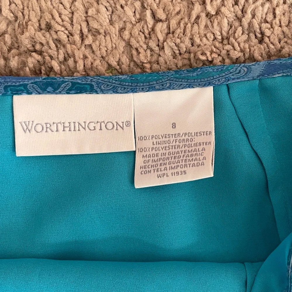Worthington Blue Pleated‎ Paisley Skirt Size 8
